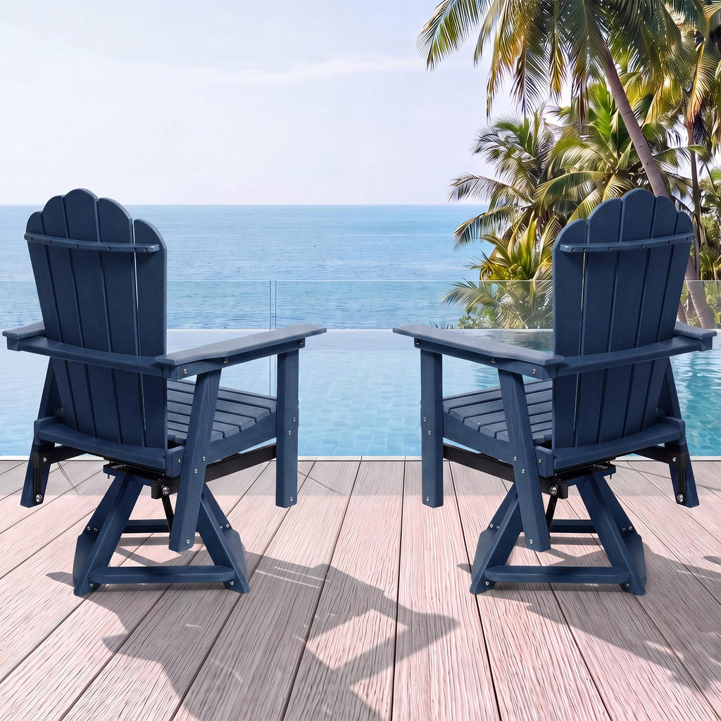 HDPE Swivel Adirondack Chair Set of 2 Navy Blue R244104