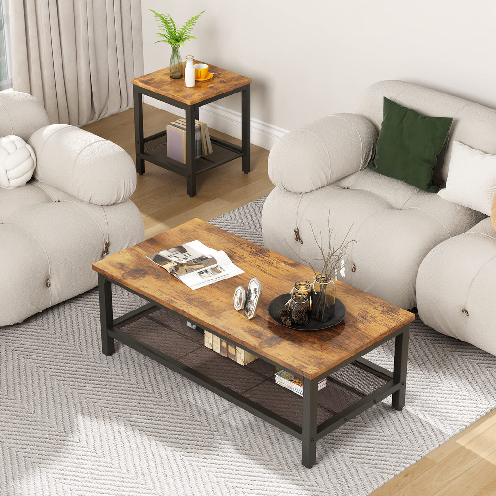 3 Pieces Coffee Table Set with 2 End Side Tables D4459