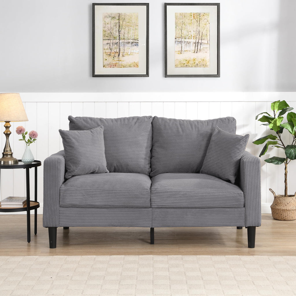 Light Gray 2-Seater Upholstered Loveseat Sofa D916